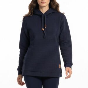 Vogue Dark Blue luxe Hooded Sweatshirt Quilted XL NEW!